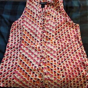 Cynthia Rowley Pink and Orange Geometric Tank Top